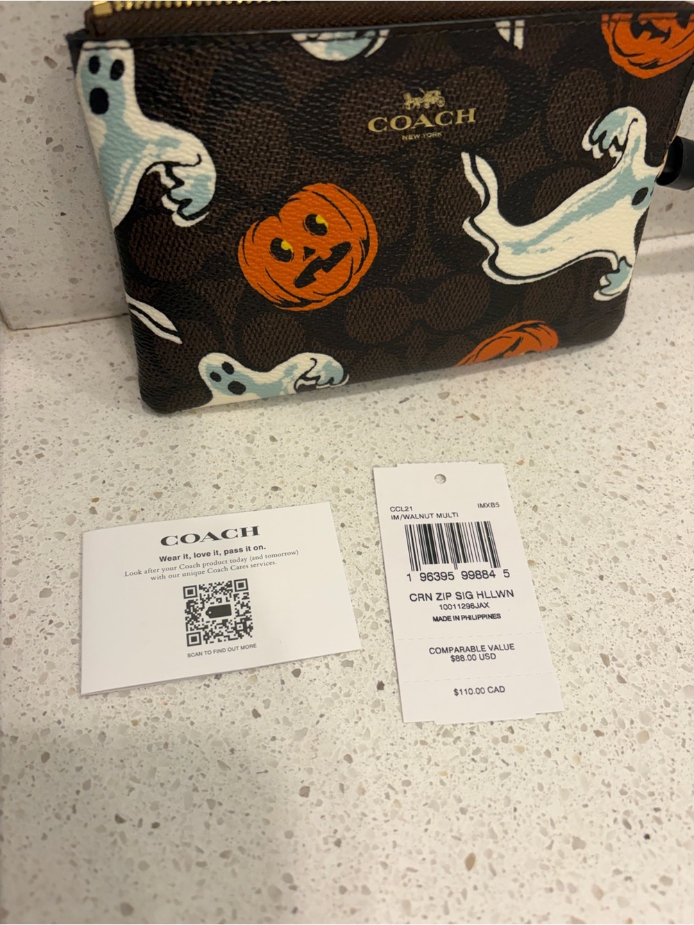 Coach Halloween Wristlet Black CCL21 Ghost Pumpkin NEW - Picture 4 of 11